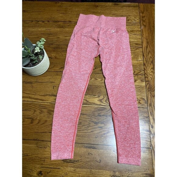 GYMSHARK Women's Pink Cutout Seamless Compression Leggings - M - Picture 1 of 8